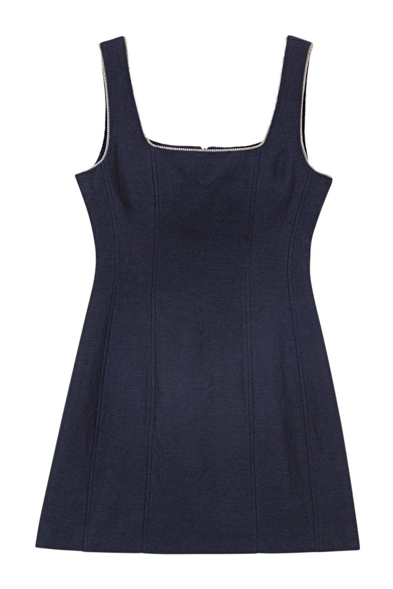 Short linen-blend dress, Alternate, color, Navy