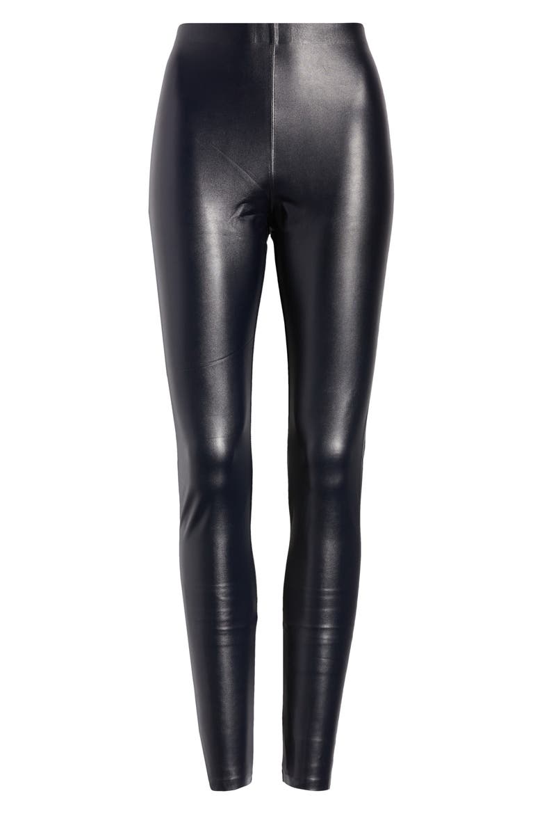 Faux Leather High Waist Leggings, Alternate, color, NAVY