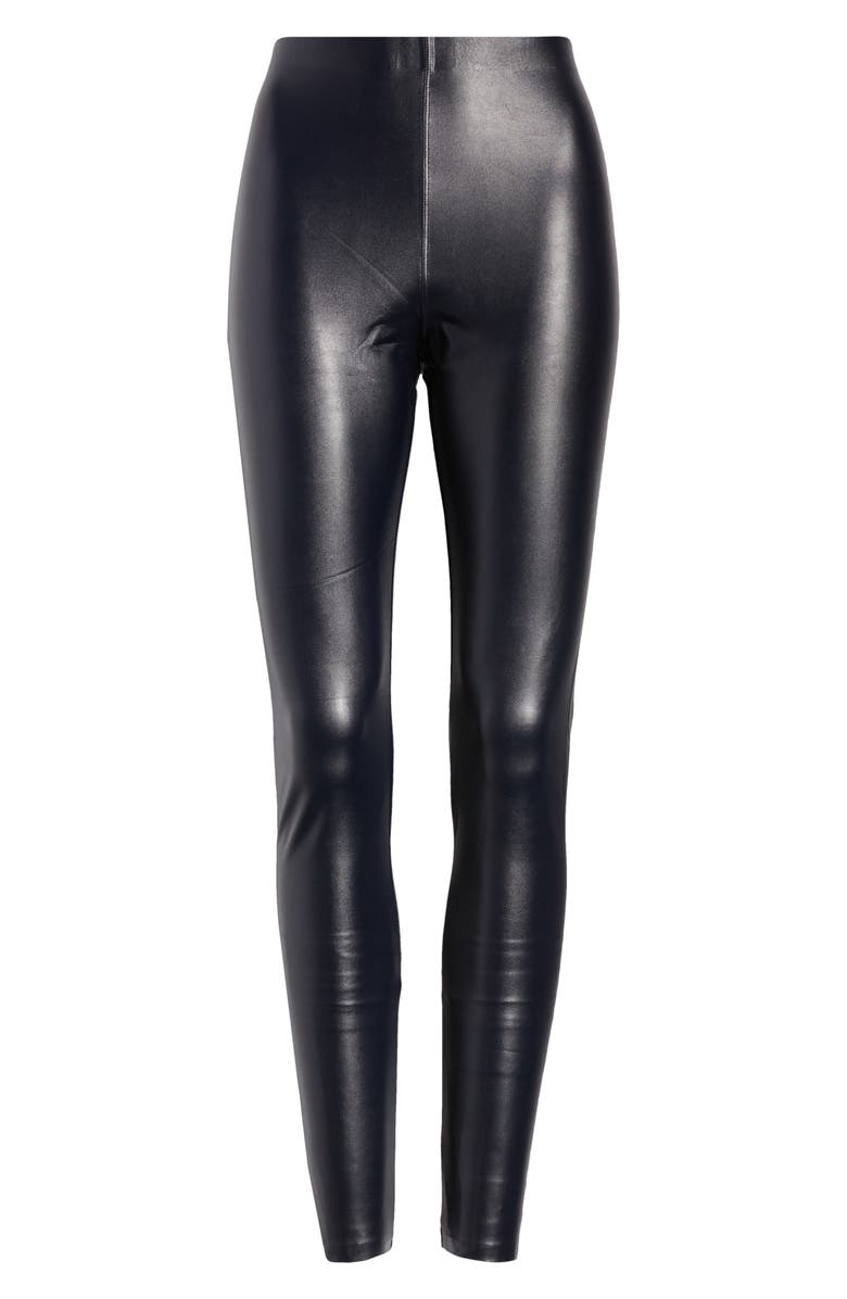 Hue Faux Leather High Waist Leggings, Alternate, color, Navy