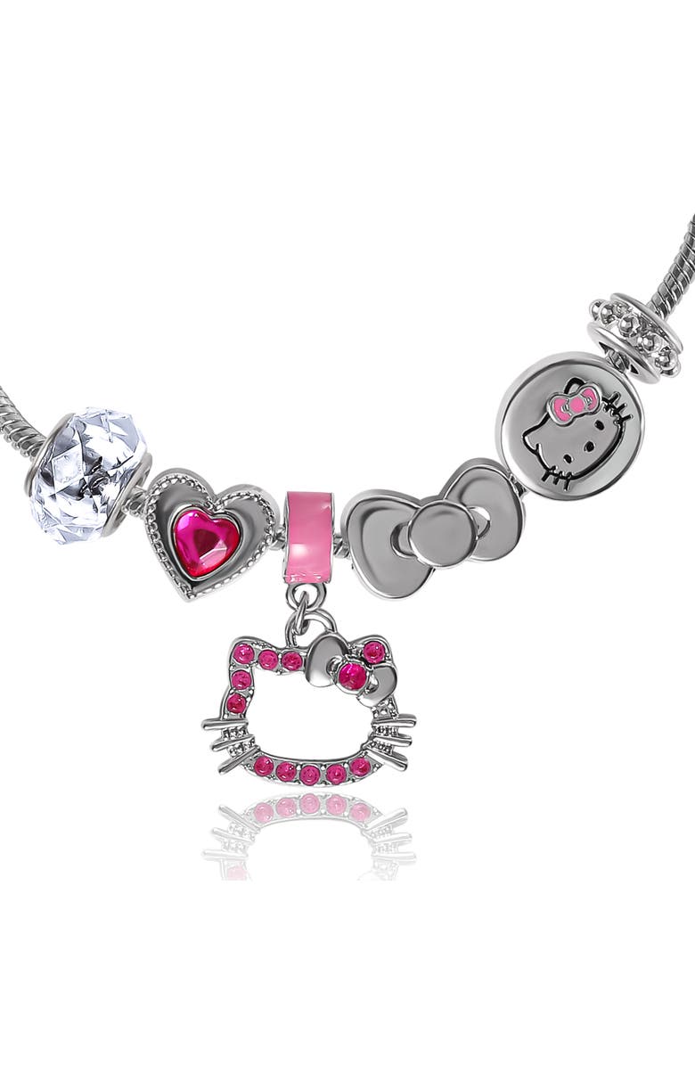 Hello Kitty 7'' Fashion Charm Bead Bracelet, Alternate, color, Silver