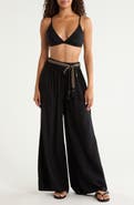Elan Tie Belt Wide Leg Cover-Up Pants