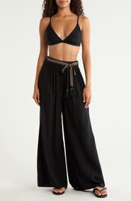 Elan Tie Belt Wide Leg Cover-Up Pants