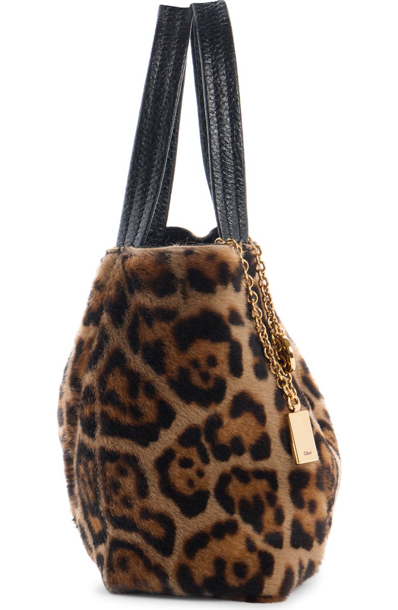 Chloé Small Spin Leopard Print Faux Fur Bag, Alternate, color,