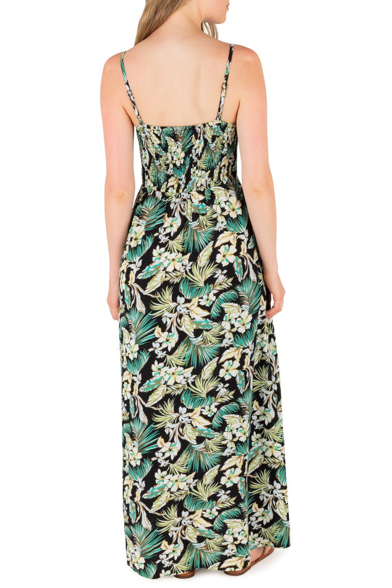 Fall Palms Print Maxi Dress, Alternate, color, BLACK