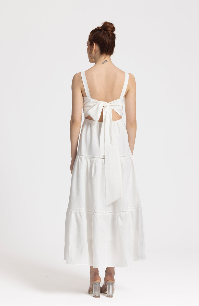 Monlicia Ella Midi 100% Linen Dress, Alternate, color, White