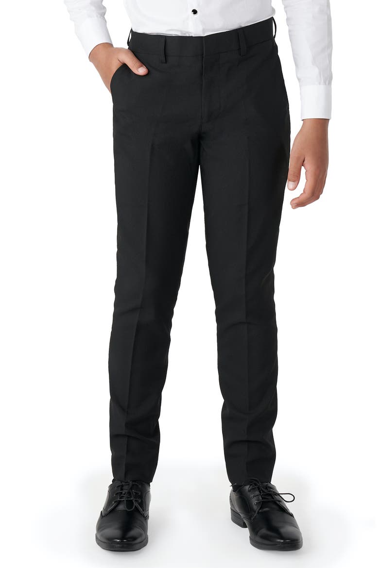 Kids' Black & White Two-Piece Tuxedo Suit with Bow Tie, Alternate, color, WHITE