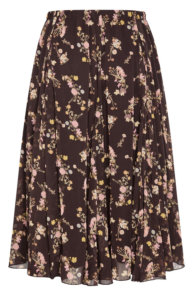 City Chic Serene Print Pleated Maxi Skirt, Alternate, color, Cocoa Bloom