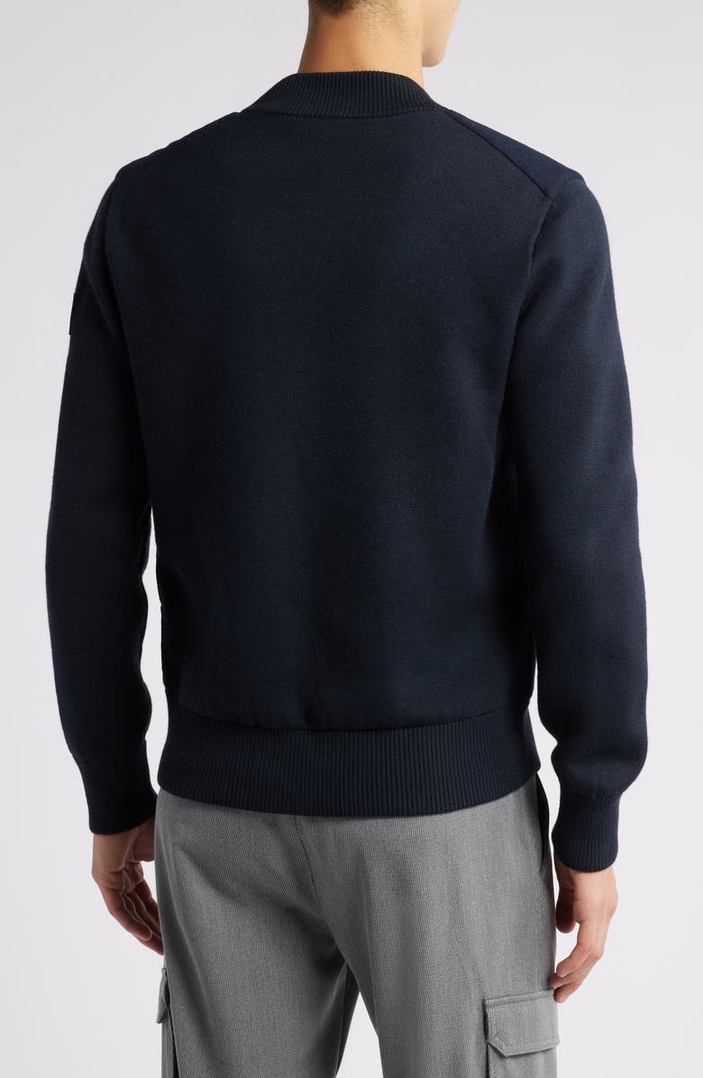 BOSS Eflano Zip-Up Crewneck Sweatshirt, Alternate, color, Dark Blue