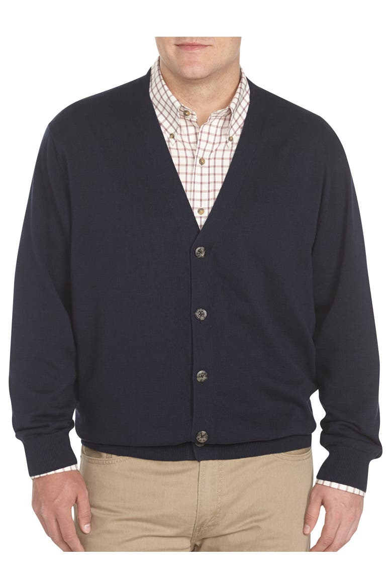 Big & Tall V-Neck Cardigan, Main, color, MIDNIGHT