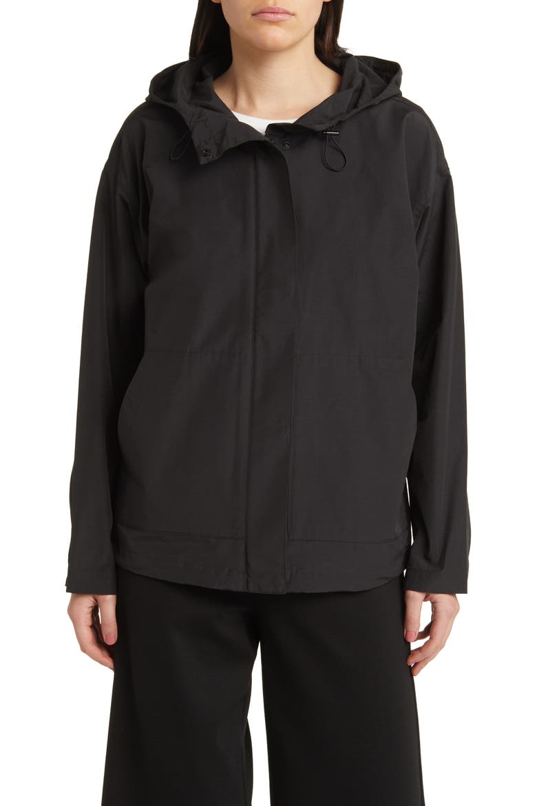 Hooded Cotton Blend Jacket, Main, color, BLACK