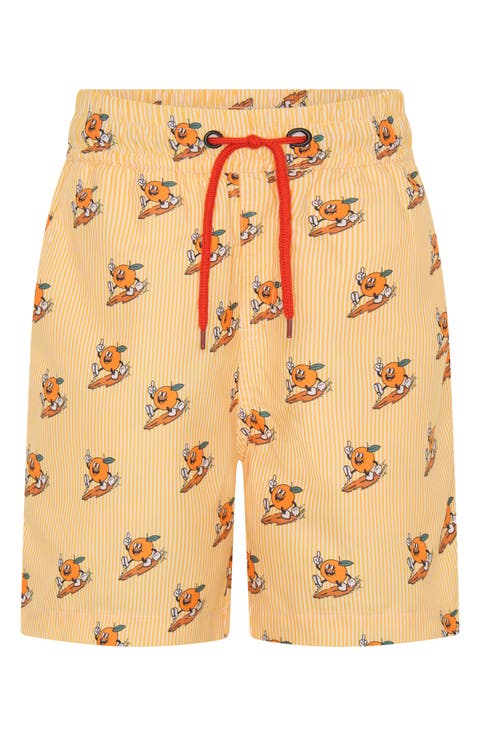 Kids' Orange Stripe UPF 50+ Swim Trunks (Toddler & Little Kid)