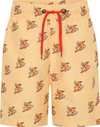 TINY TRIBE Kids' Orange Stripe UPF 50+ Swim Trunks