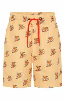 Kids' Orange Stripe UPF 50+ Swim Trunks
