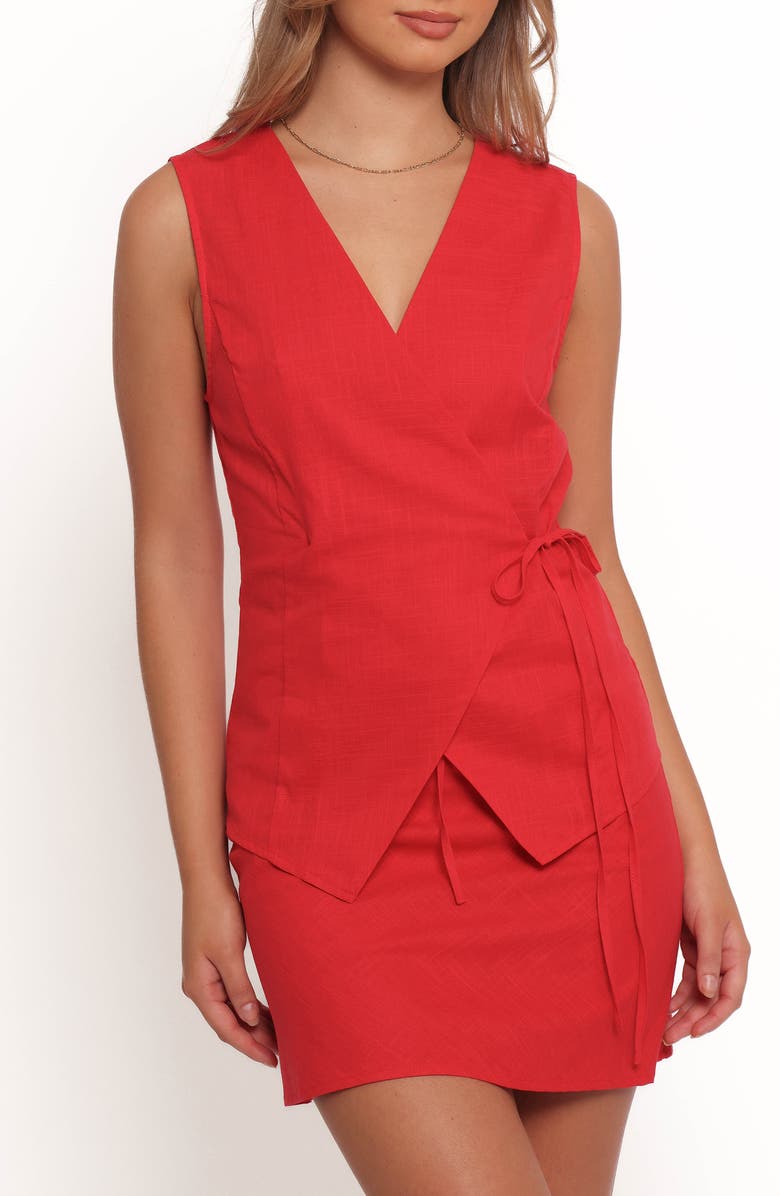 Petal & Pup Vanni Wrap Front Cotton Top, Main, color, Red