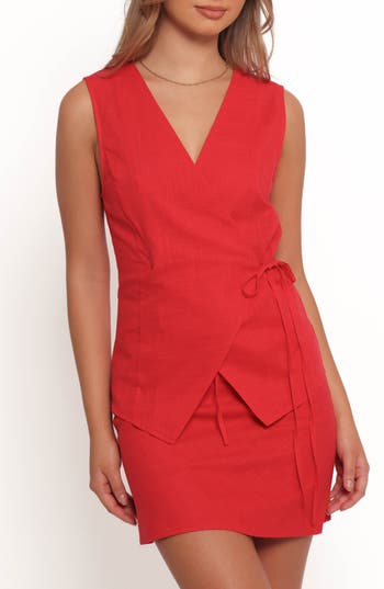 Petal And Pup Petal & Pup Vanni Wrap Front Cotton Top In Red