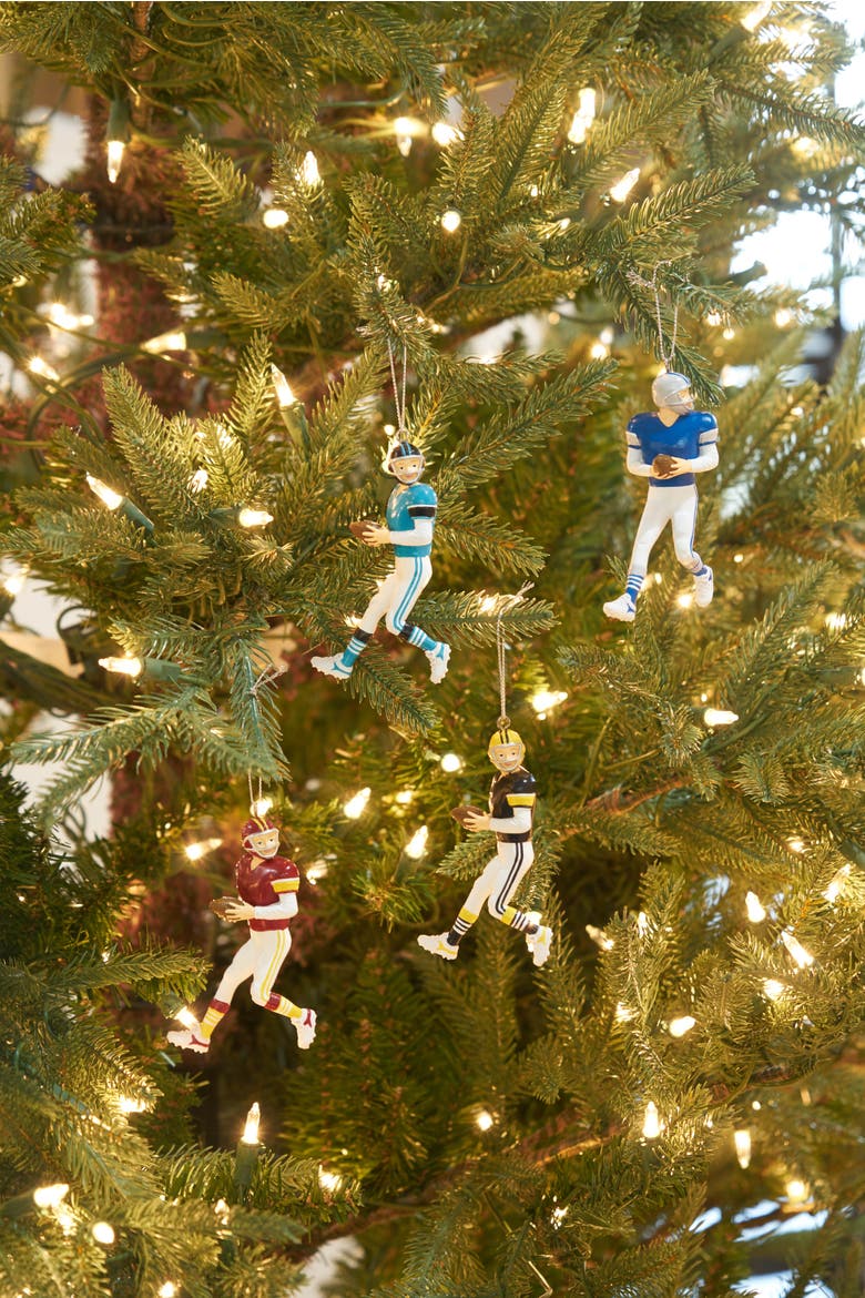 Football Player Ornaments Set of 4, Alternate, color, White