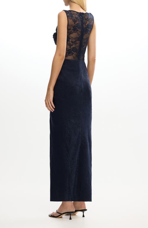 Significant Other Nida Sleeveless Stretch Lace Gown In Black