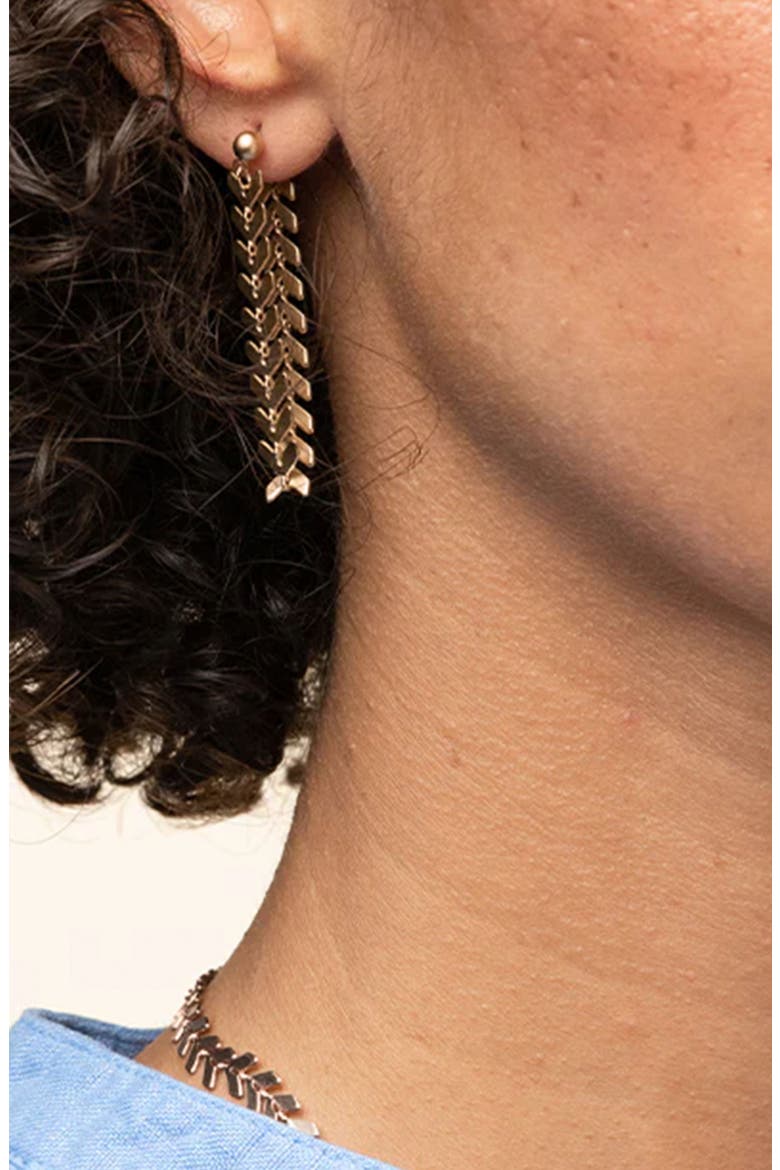Elara Chevron Necklace & Earring Set Trendy Statement, Alternate, color, Warm Bronze