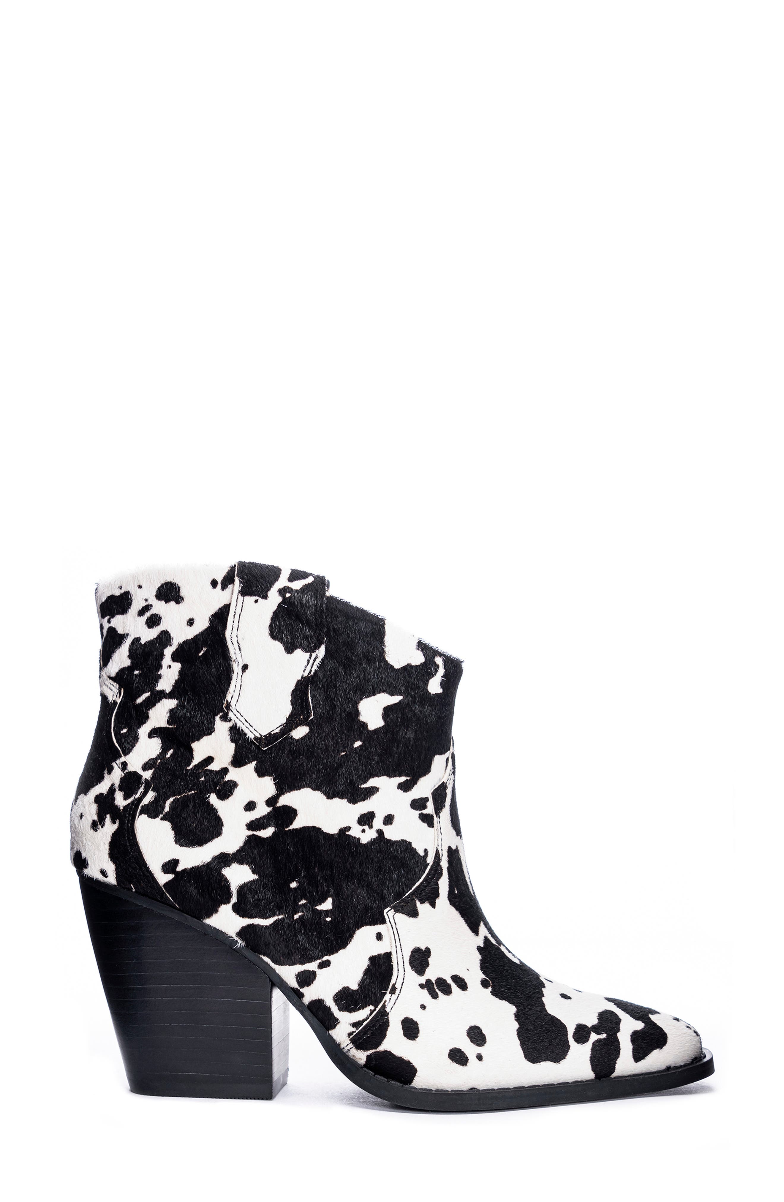 Chinese Laundry Bonnie Bootie, Alternate, color, Black/ White Cow Print