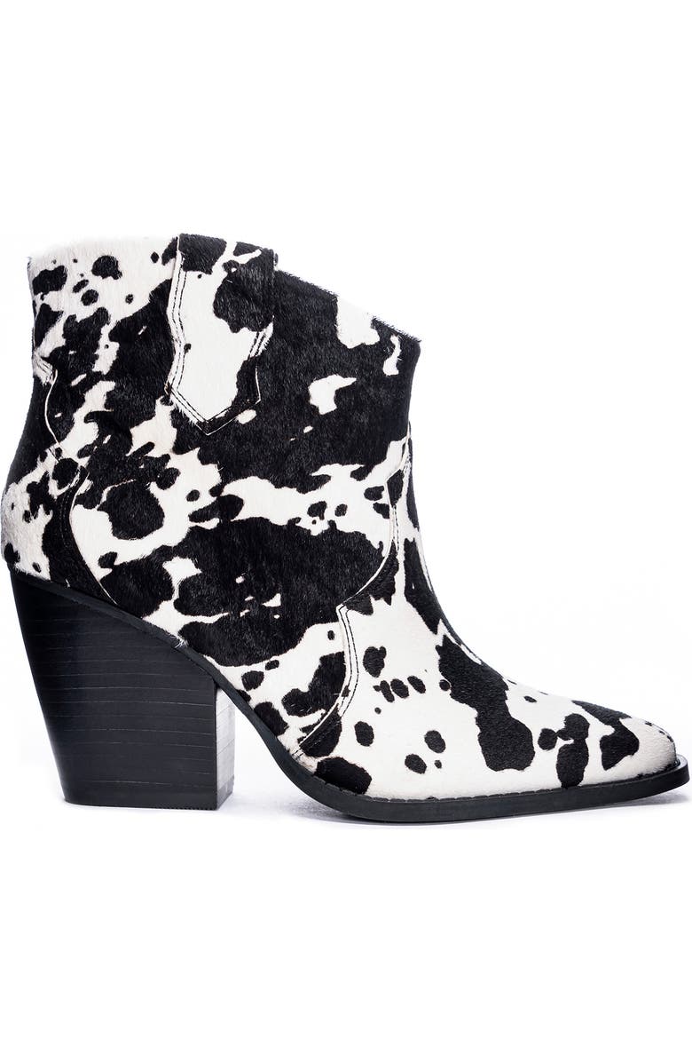 Chinese Laundry Bonnie Bootie, Alternate, color, Black/ White Cow Print