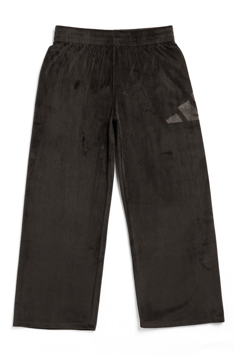 Kids' Velour Wide Leg Pants, Main, color, BLACK