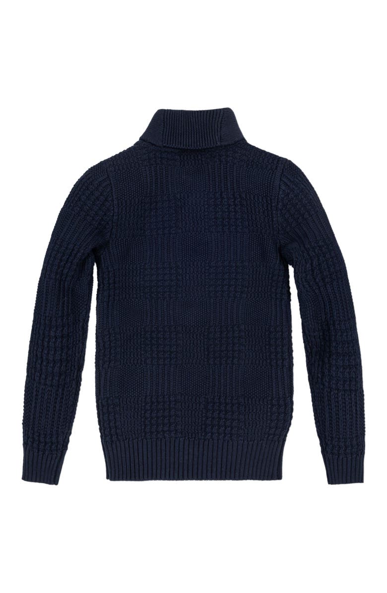 Hope & Henry Baby Boys' Organic Textured Shawl Collar Sweater, Infant, Alternate, color, Navy Glen Plaid Texture