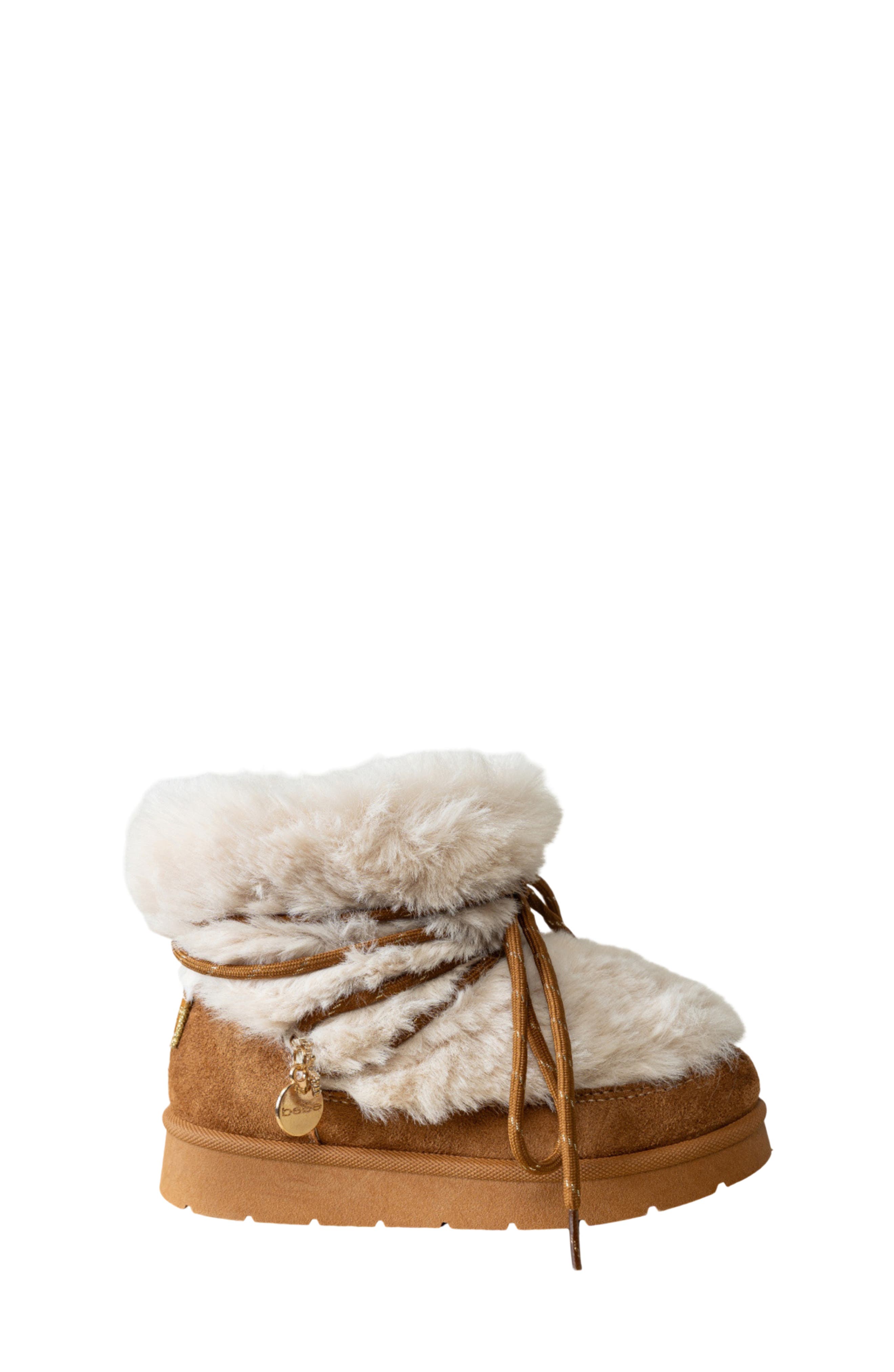 Kids' Hybrid Boot with Faux Fur Trim, Alternate, color, COGNAC