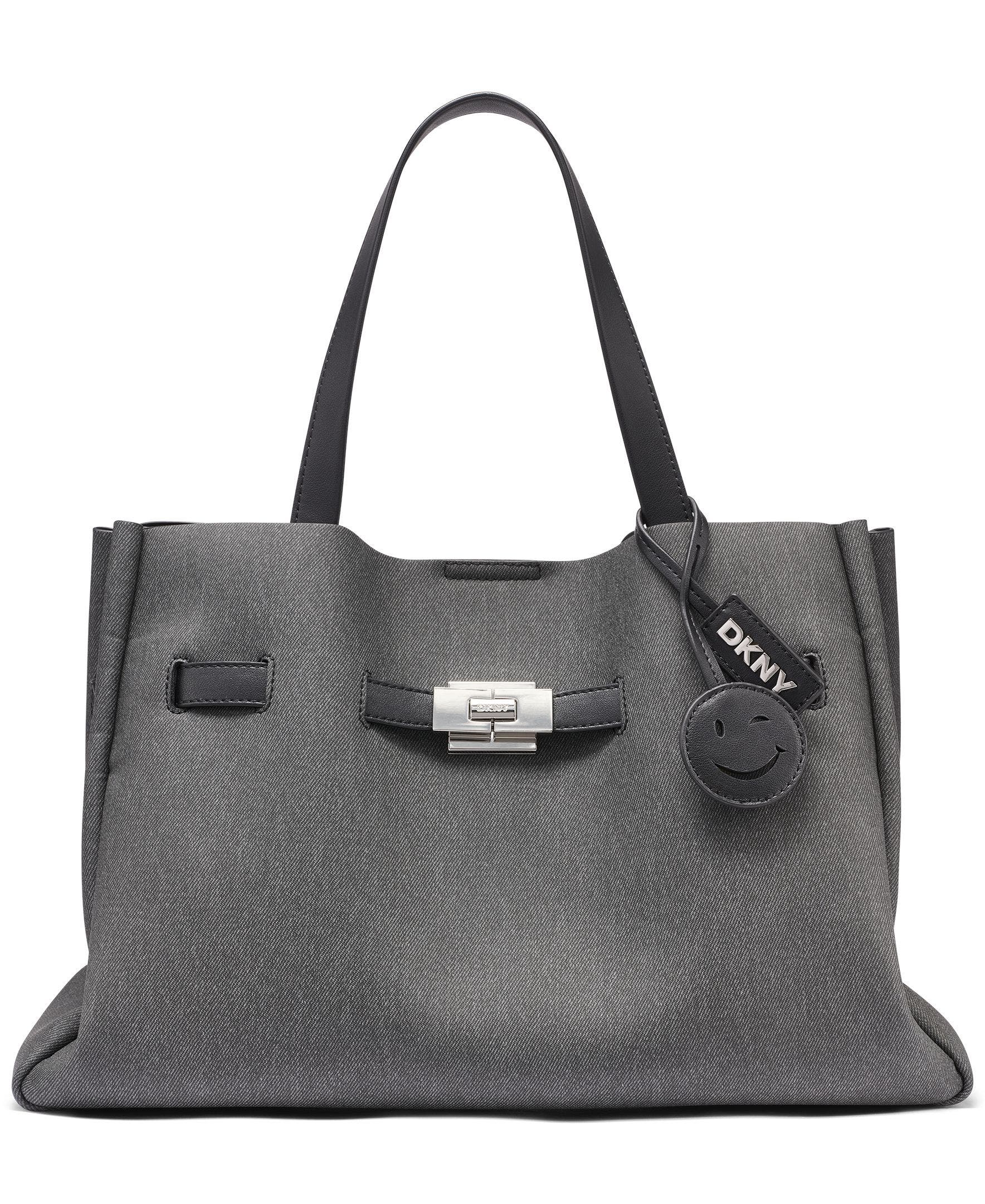 DKNY Bryar Large Satchel, Main, color, Black Denim