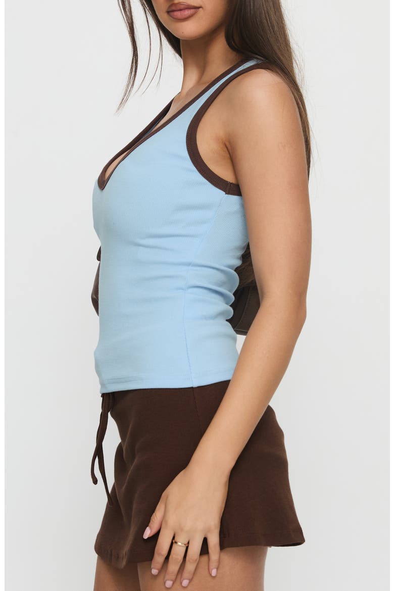 Baseline V-Neck Rib Tank, Alternate, color, BLUE / BROWN