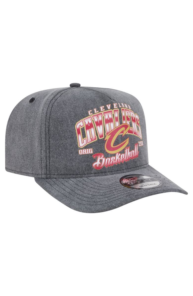 New Era Men's New Era  Charcoal Cleveland Cavaliers Throwback Washed Pre-Curved 9FIFTY Snapback Hat, Alternate, color, 