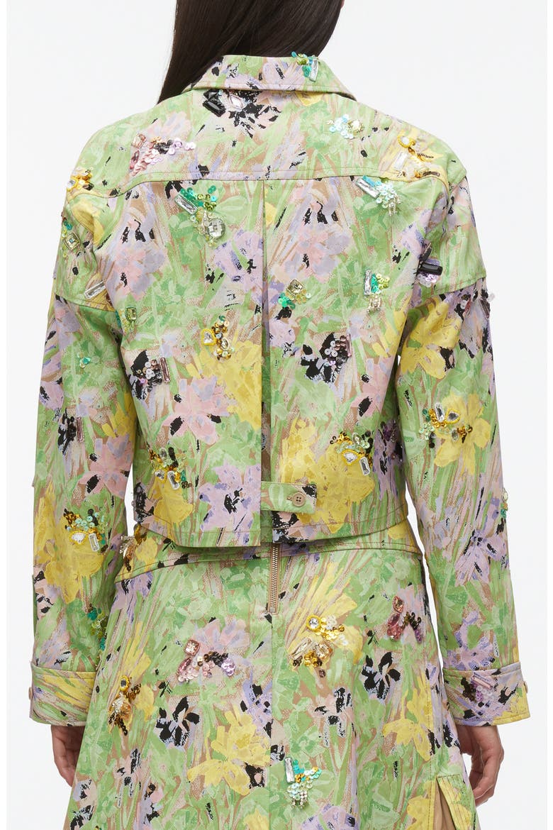 Flowerworks Embellished Cotton Twill Cropped Jacket, Alternate, color, KHAKI MULTI