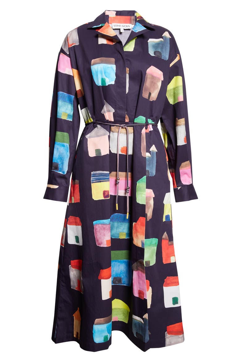 House Print Cotton Shirtdress, Alternate, color, REFUGIOS