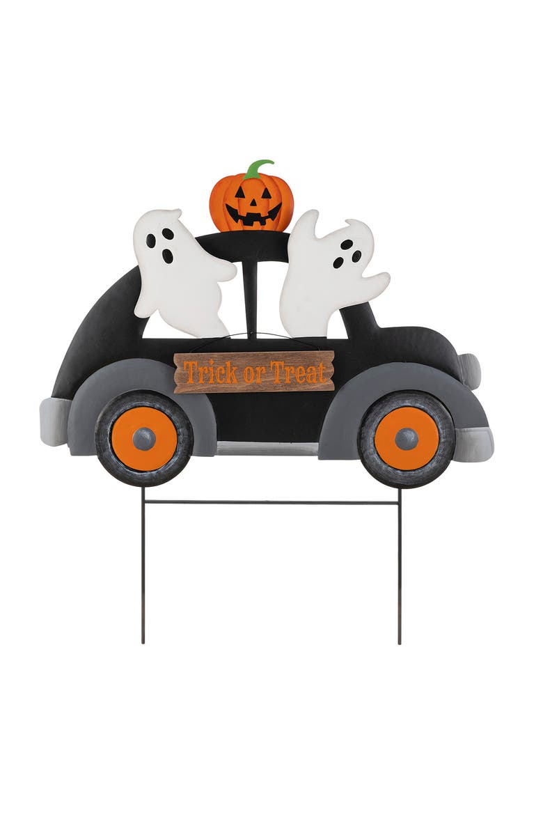24"H Halloween Metal Ghost Car Yard Stake, Main, color, Black