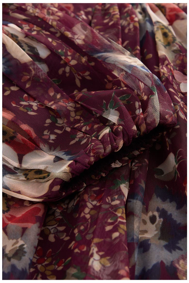 Kids' Floral Long Sleeve Mesh Dress, Alternate, color, PURPLE