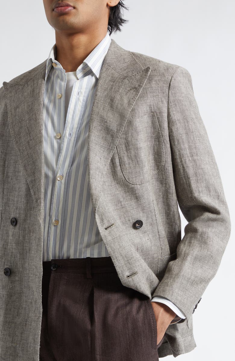 J. Mueser Waverly Double Breasted Linen Blazer, Alternate, color, Brown