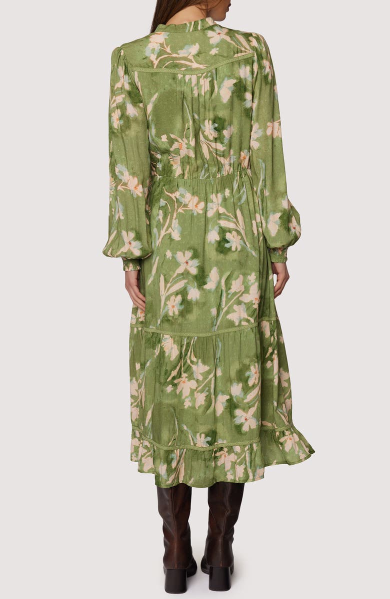 Lost + Wander Serene Majesty Long Sleeve Midi Dress, Alternate, color, Green-Floral