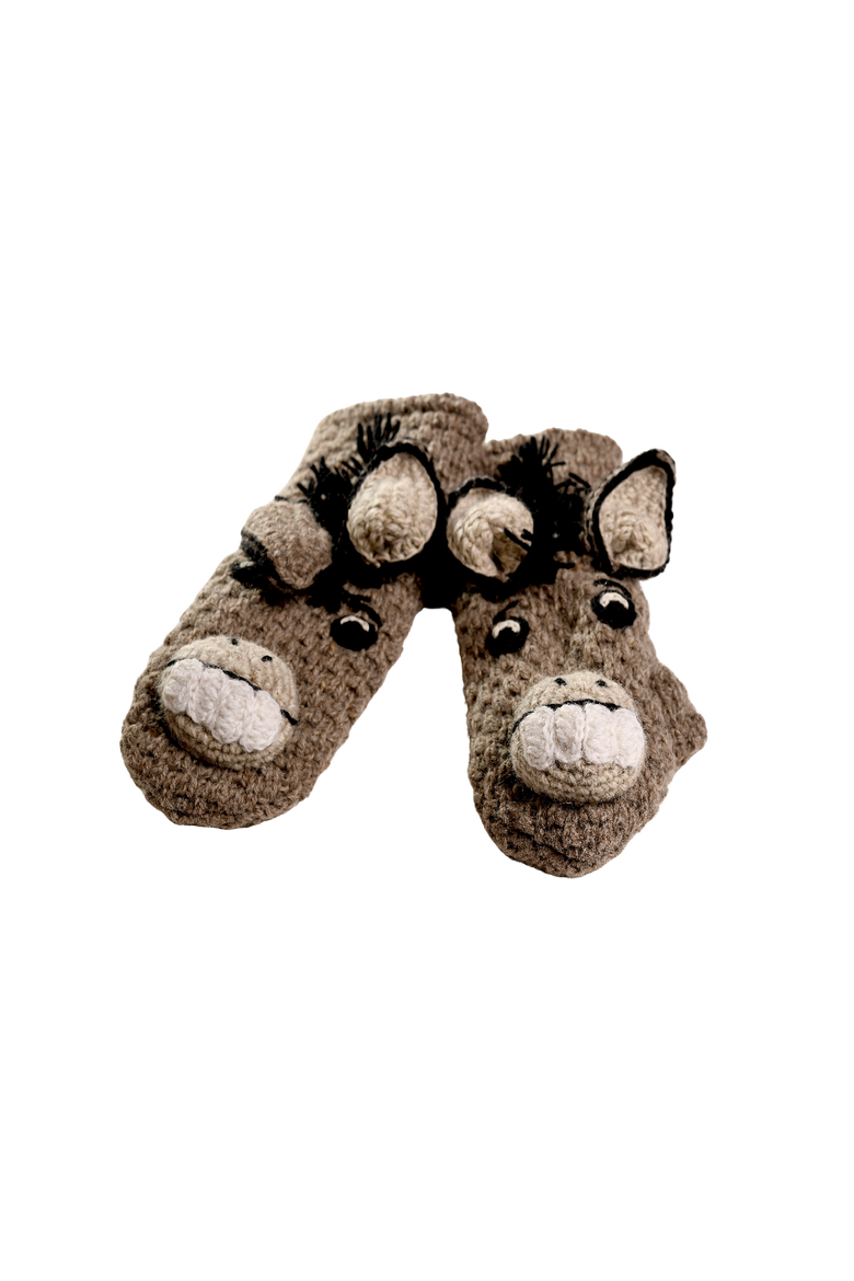 Crochet Donkey Mittens, Alternate, color, White combo