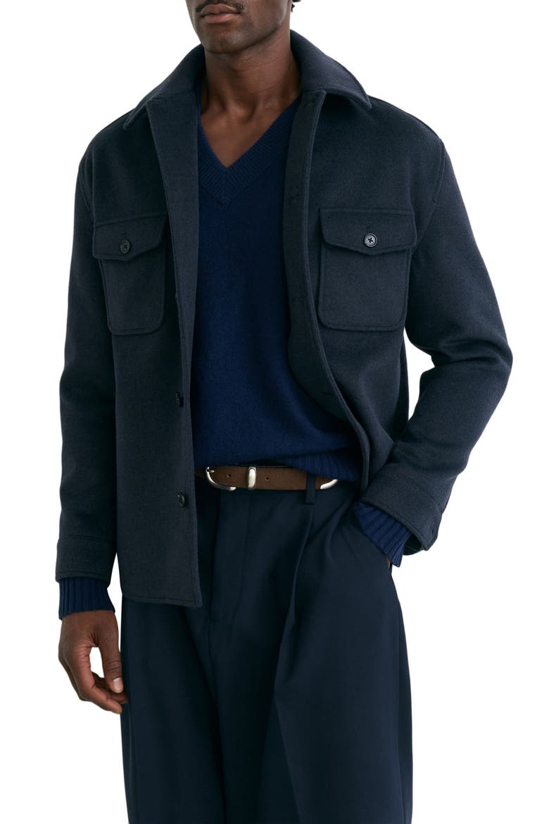 Liam Checked Wool Blend Shirt Jacket, Main, color, AIRFORCE BLUE