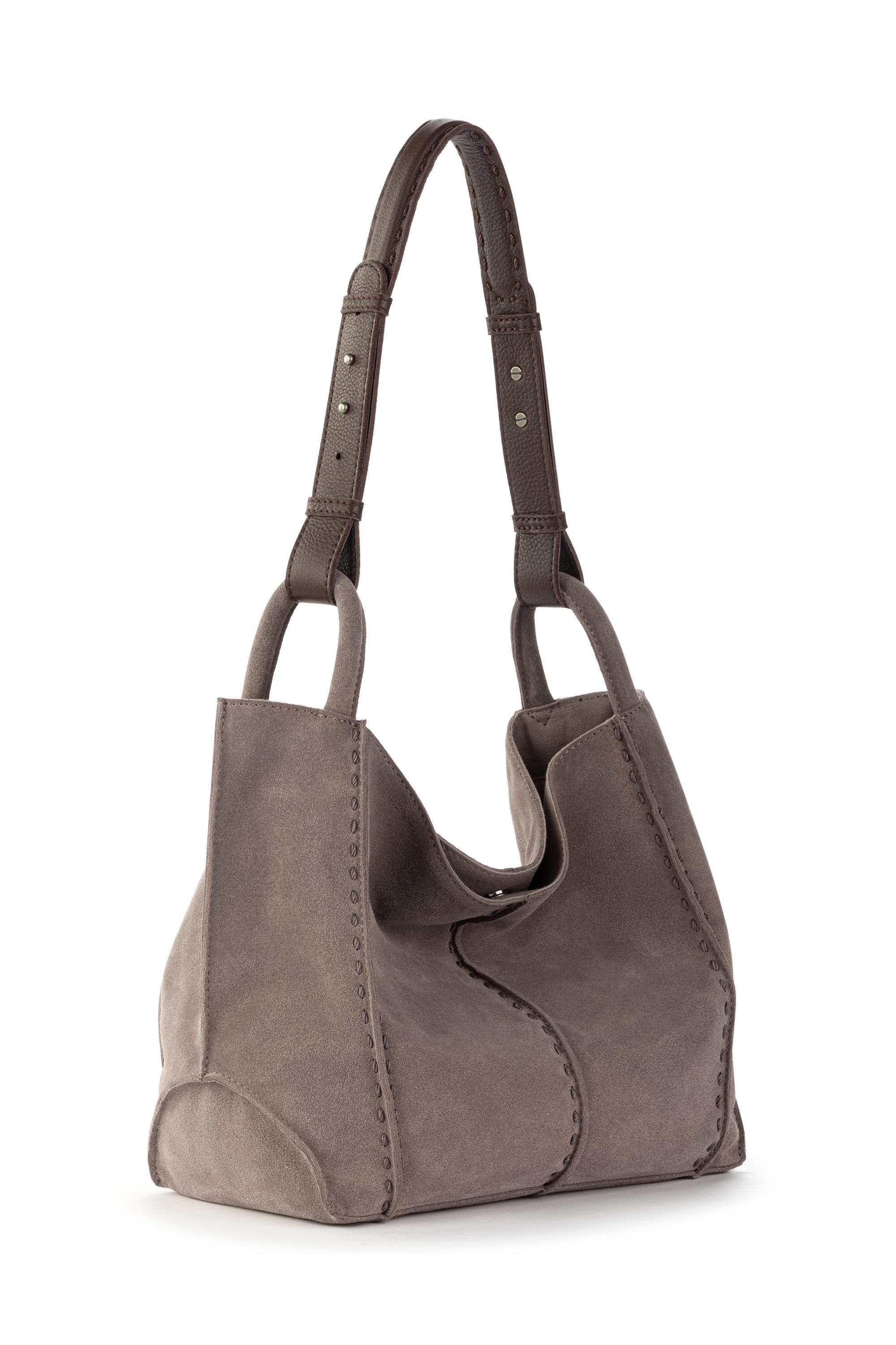 Los Feliz Medium Tote Leather Bag, Alternate, color, Mushroom Suede