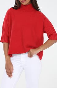 RAIN AND ROSE Mock Neck Boxy Sweater