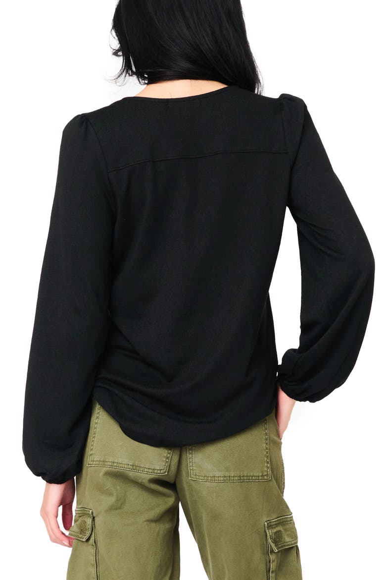 Blouson Sleeve V-Neck Sweater, Alternate, color, BLACK
