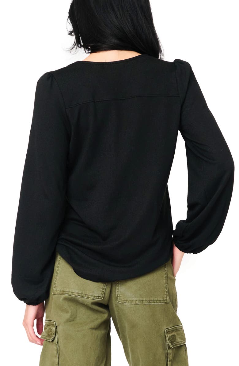 GIBSONLOOK Blouson Sleeve V-Neck Sweater, Alternate, color, Black