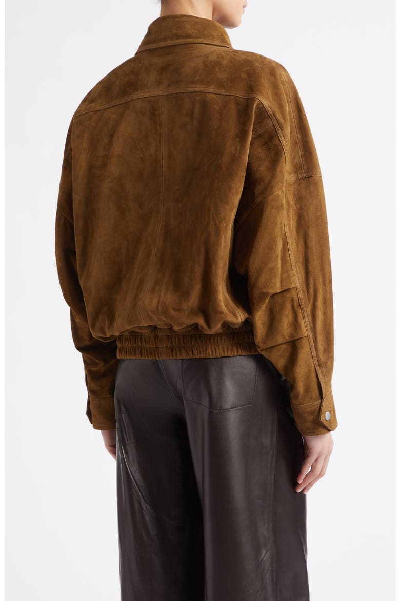 Dalma Relaxed Suede Jacket, Alternate, color, BARK