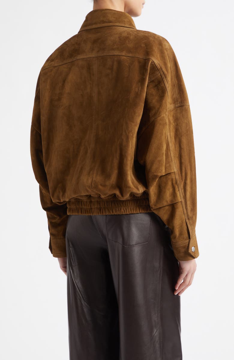 NOUR HAMMOUR Dalma Relaxed Suede Jacket, Alternate, color, Bark