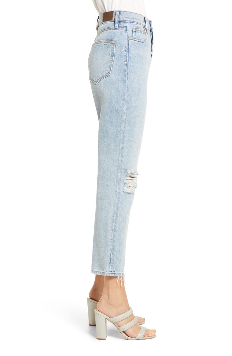 HIDDEN JEANS High Waist Fray Hem Nonstretch Straight Leg Jeans, Alternate, color, 