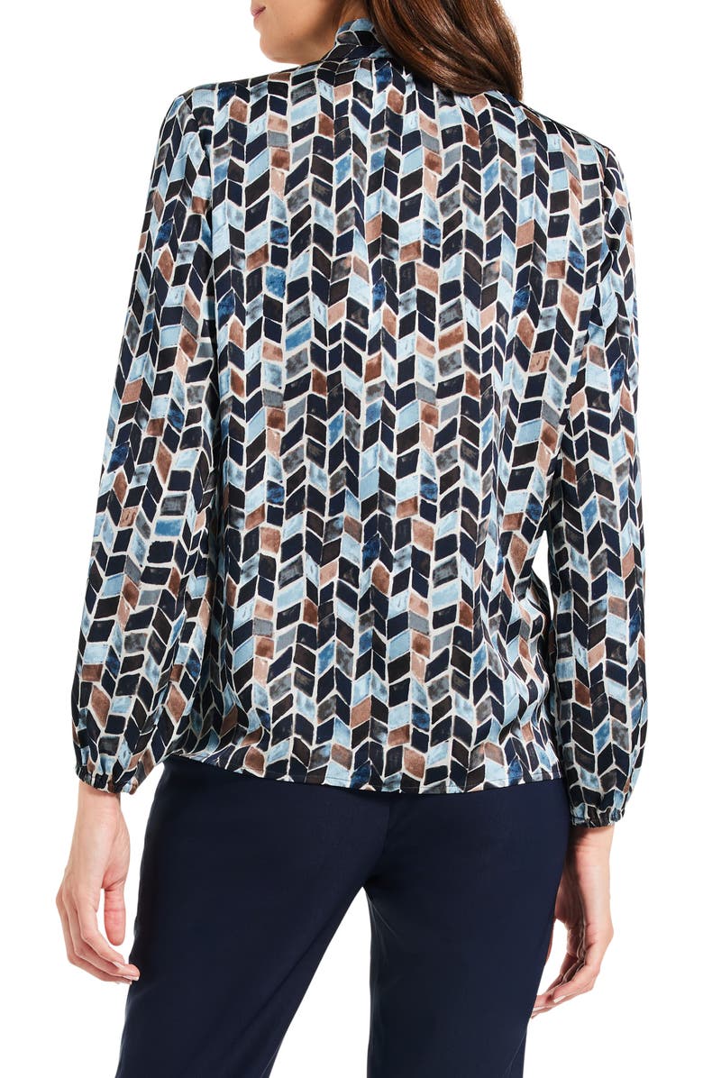 NIC+ZOE Herringbone Blues Split Neck Top, Alternate, color, 