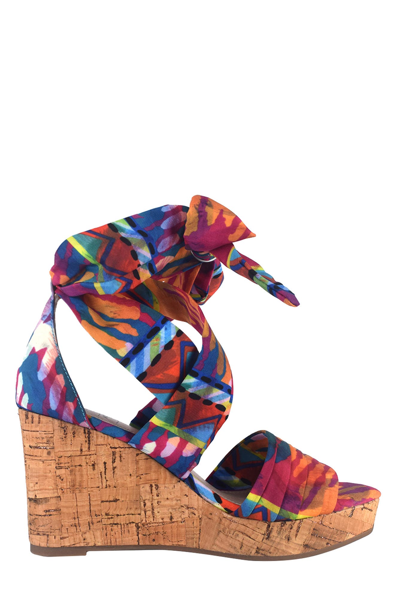 Ozara Ankle Wrap Wedge Sandal, Alternate, color, POP PINK