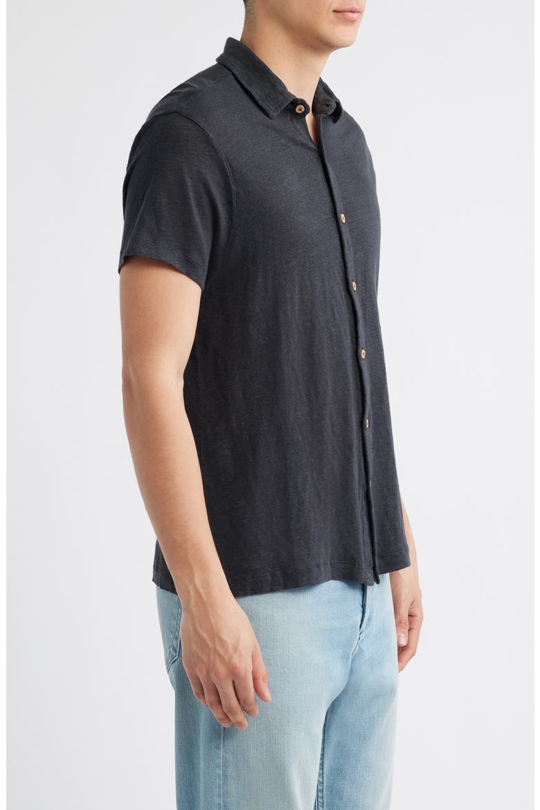 Ola Linen Knit Short Sleeve Button-Up, Alternate, color, NIGHT
