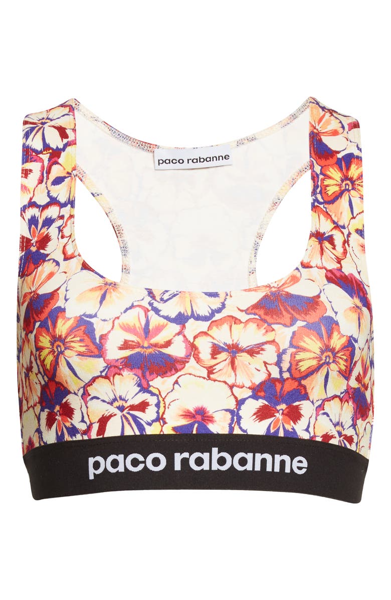 Rabanne paco rabanne Logo Bodyline Sports Bra, Alternate, color, 