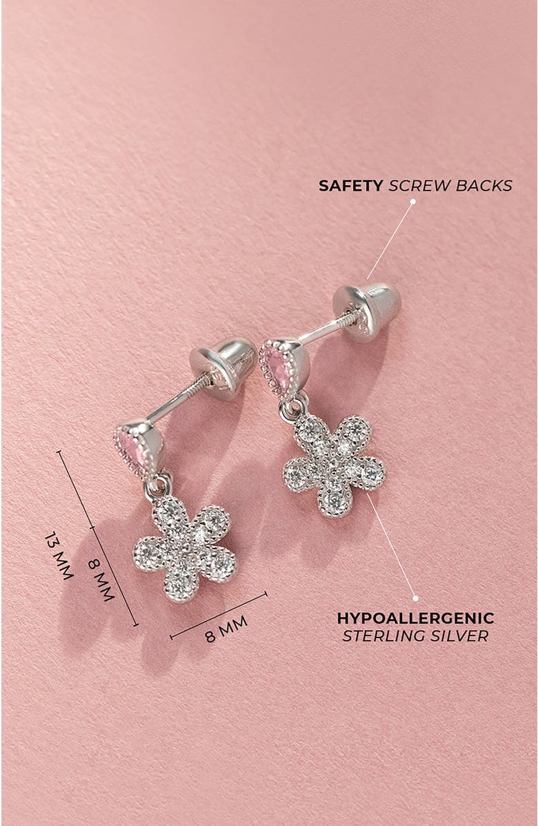 In Season Jewelry Groovy Cubic Zirconia Flower Dangle Earrings, Alternate, color, Pink